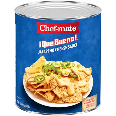 Chef-mate Que Bueno Spicy Nacho Cheese Sauce, Jalapeno Queso, Canned Food, (10 Can Bulk)
