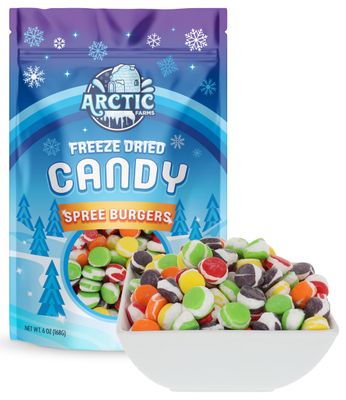 Arctic Farms Freeze Dried Candy Spree Burgers Candies 6oz Bagged and Boxed (6oz)