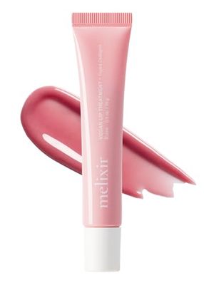Melixir Vegan Lip Treatment, Sheer Tinted Lip Balm for Instant Hydration &amp; Shine, Moisturizing Lip Gloss, Infused with Vegan Collagen &amp; Jojoba Oil, Cruelty-Free, Korean Skincare-2 Rose(0.5oz)