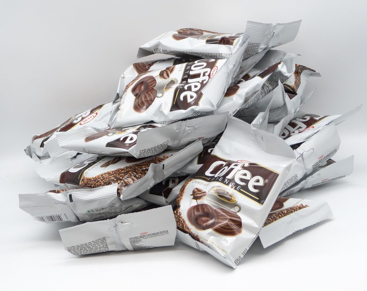 TAYAS Coffee Intense Hard Candies with Coffee Filling, 90g Bags (18 pcs), Box of 24 Bags