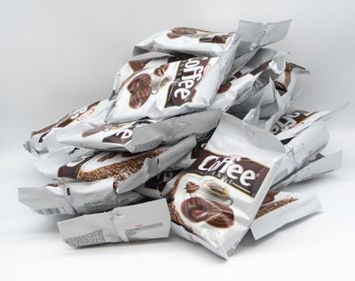 TAYAS Coffee Intense Hard Candies with Coffee Filling, 90g Bags (18 pcs), Box of 24 Bags