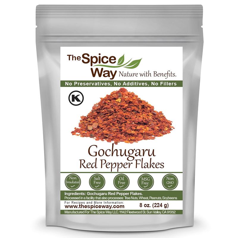 The Spice Way Gochugaru korean red pepper flakes - 8 oz - Premium Quality red pepper flakes &amp; All-Natural Seasoning - Perfect Ingredient for Kimchi, Stir-Fries, Soups and More