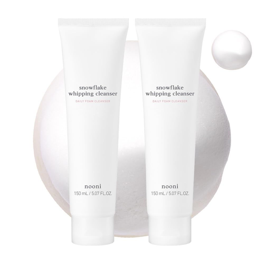 NOONI Face Cleansing - Snowflake Whipping Cleanser Korean Glass Skin Care, Kbeauty, Facial Wash, Remove Impurities, Purigying, Vegan Whipped Cream, Mother&#39;s Day, 5.07 FL Oz x 2ea