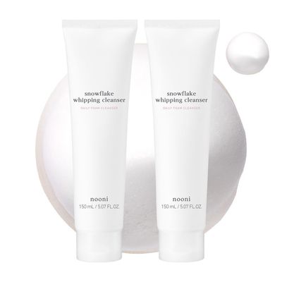 NOONI Face Cleansing - Snowflake Whipping Cleanser Korean Glass Skin Care, Kbeauty, Facial Wash, Remove Impurities, Purigying, Vegan Whipped Cream, Mother&#39;s Day, 5.07 FL Oz x 2ea
