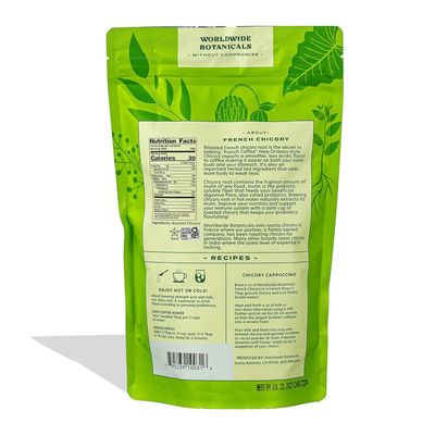 Worldwide Botanicals Organic French Chicory Root, 1 Pound - Brew Like Coffee, Blend Roasted Chicory Root With Coffee, Acid Free, Caffeine Free, Kosher