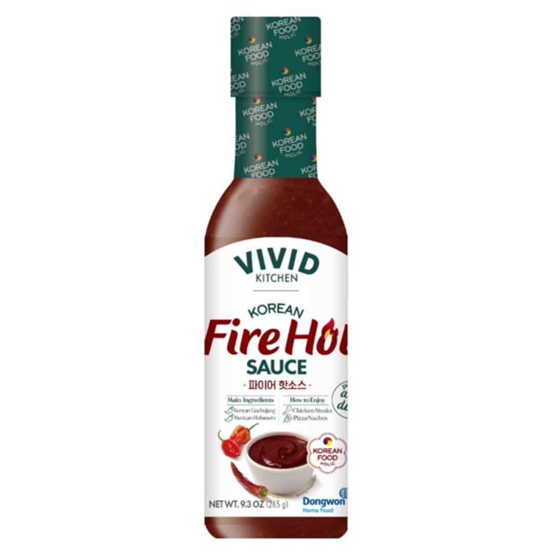 VIVID KITCHEN Fire Hot Sauce - Korean Fusion Extra Spicy Sauce - 8.6 oz Bottle - Bold Heat &amp; Flavor - No MSG or Preservatives - Perfect for Topping, Grilling, Stir-Fry, Marinades &amp; More