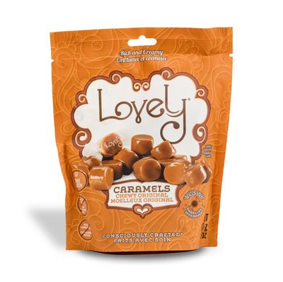 Lovely Candy Co. Soft and Chewy Original Caramels, Individually Wrapped, 6oz (1-Pack), Gluten-Free, Non-GMO, NO High Fructose Corn Syrup, NO Artificial Colors or Flavors