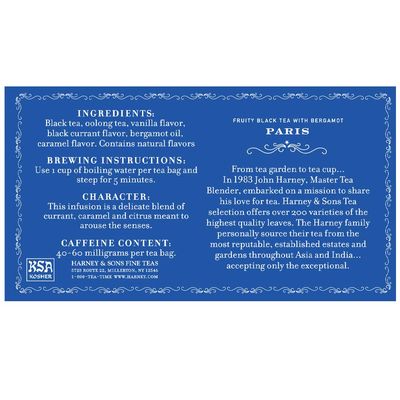 Harney &amp; Sons Paris Tea, Fruity Black tea with Bergamot, 50 teabags