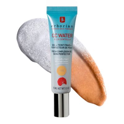 Erborian CC Water with Hyaluronic Acid, Dor - Ultra-Light Aqua Gel Color Corrector with Centella Asiatica &amp; Hyaluronic Acid - Plump, Softer &amp; Hydrated Skin - Korean Skincare Skin Perfector - 0.5 Oz