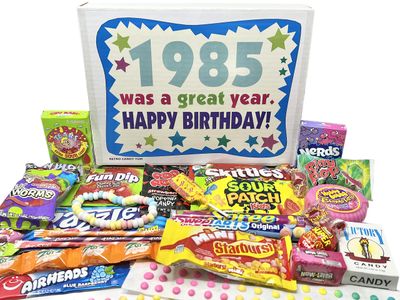 RETRO CANDY YUM 1985 40th Birthday Gift Box of Nostalgic Candy from Childhood for 40 Year Old Man or Woman Born 1985