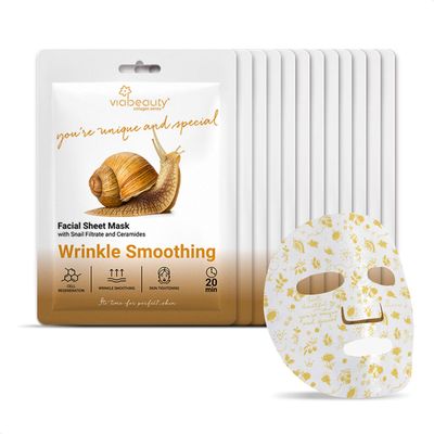 VIABEAUTY 12 Pack of Snail Mucin Mask Collagen Face Mask with Ceramides &amp; Hyaluronic Acid Facial Sheet Mask - Rejuvenating, Deep Hydrating &amp; Moisturizing Face Masks Skincare for All Skin Types