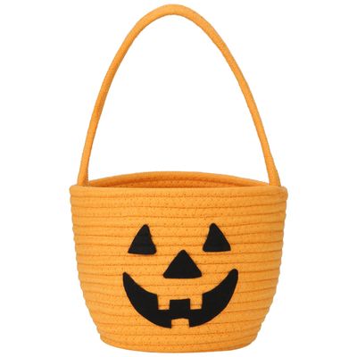 Pro Goleem Kids&#39; Cute Candy Bucket, Small Pumpkin Trick or Treat Orange Decor