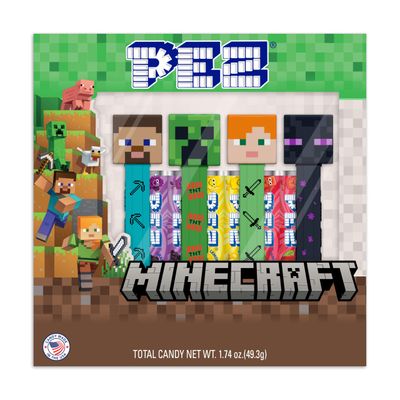 Minecraft PEZ Gift Set (Four Minecraft PEZ Dispensers 6 Rolls of Candy)