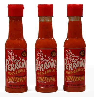 La Perrona Chiltepin Hot Sauce 5 Ounce Bottle Red Chiltepin Pepper Salsa Picante Extra Spicy Handmade 5oz (Pack of 3)