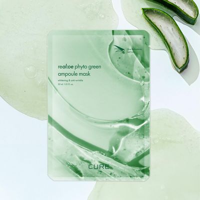 Cure Real:oe Phyto Green Ampoule Mask, Premium Aloe Jelly Sheet Mask, Korean face mask, Korean Skincare, Aloe vera (Pack of 1)