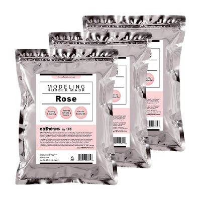 estheSKIN No.106 Rose Peel Off Type Modeling Rubber Mask Powder for Facial Skin Care Treatment (3 Pack of 35oz Pouch)