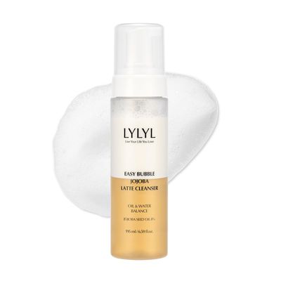 LYLYL Easy Bubble Jojoba Latte Cleanser, 9 Grain Based Ingredients, Oil&amp;Foam Cleanser, EWG Green Ingredients, Double Cleansing, All Skin Types, No Dry Tight Feeling, Korean Skincare, 6.59 fl.oz/195ml