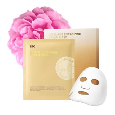 ISOI Intensive Energizing Cream Mask Pack, Premium Sheet Mask for Skin Elasticity &amp; Firmness, Infused with High-Moisturizing &amp; Nourishing Firming Cream, Korean Skin Care (4EA)
