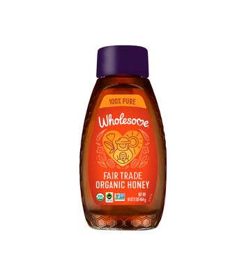 Wholesome Sweeteners 16-Ounce Organic Honey Bottle, 100% Pure, Fair Trade Certified, Non GMO Project Verified &amp; Gluten Free, 1 Pack
