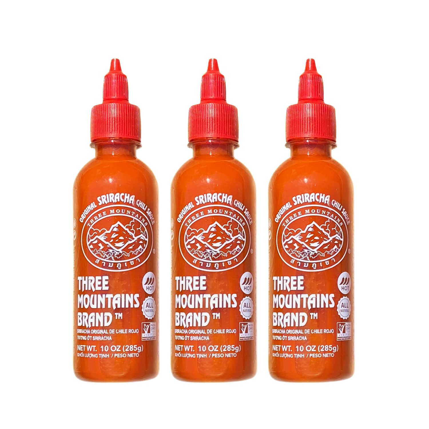 Three Mountains Brand, Original Sriracha Chili Sauce, 10 Oz., Pack of 3, NON-GMO Verified, All Natural, 10 Ounce (Pack of 3), 3.0 Count