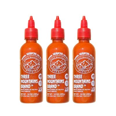 Three Mountains Brand, Original Sriracha Chili Sauce, 10 Oz., Pack of 3, NON-GMO Verified, All Natural, 10 Ounce (Pack of 3), 3.0 Count