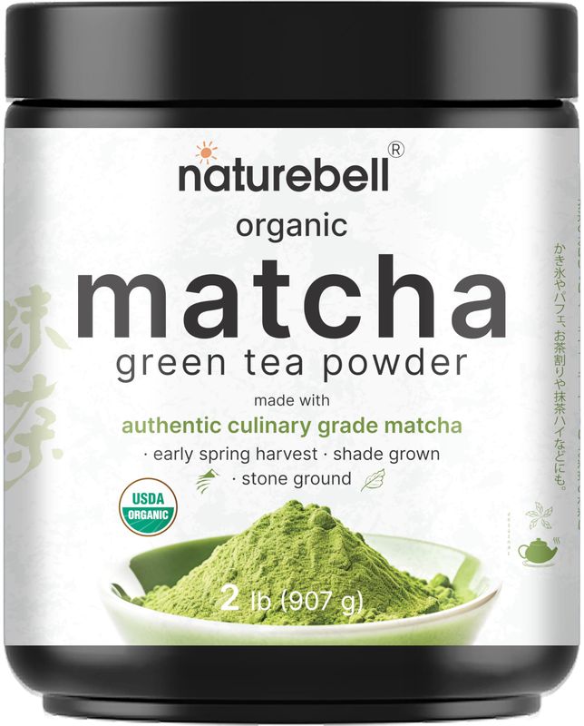 Organic Matcha Green Tea Powder, 2 Pounds Unsweetened with Zero Sugar, Culinary Grade, Potent Early Harvest, Fine Stone Ground - Vegan, All Purpose, Great for Matcha Latte
