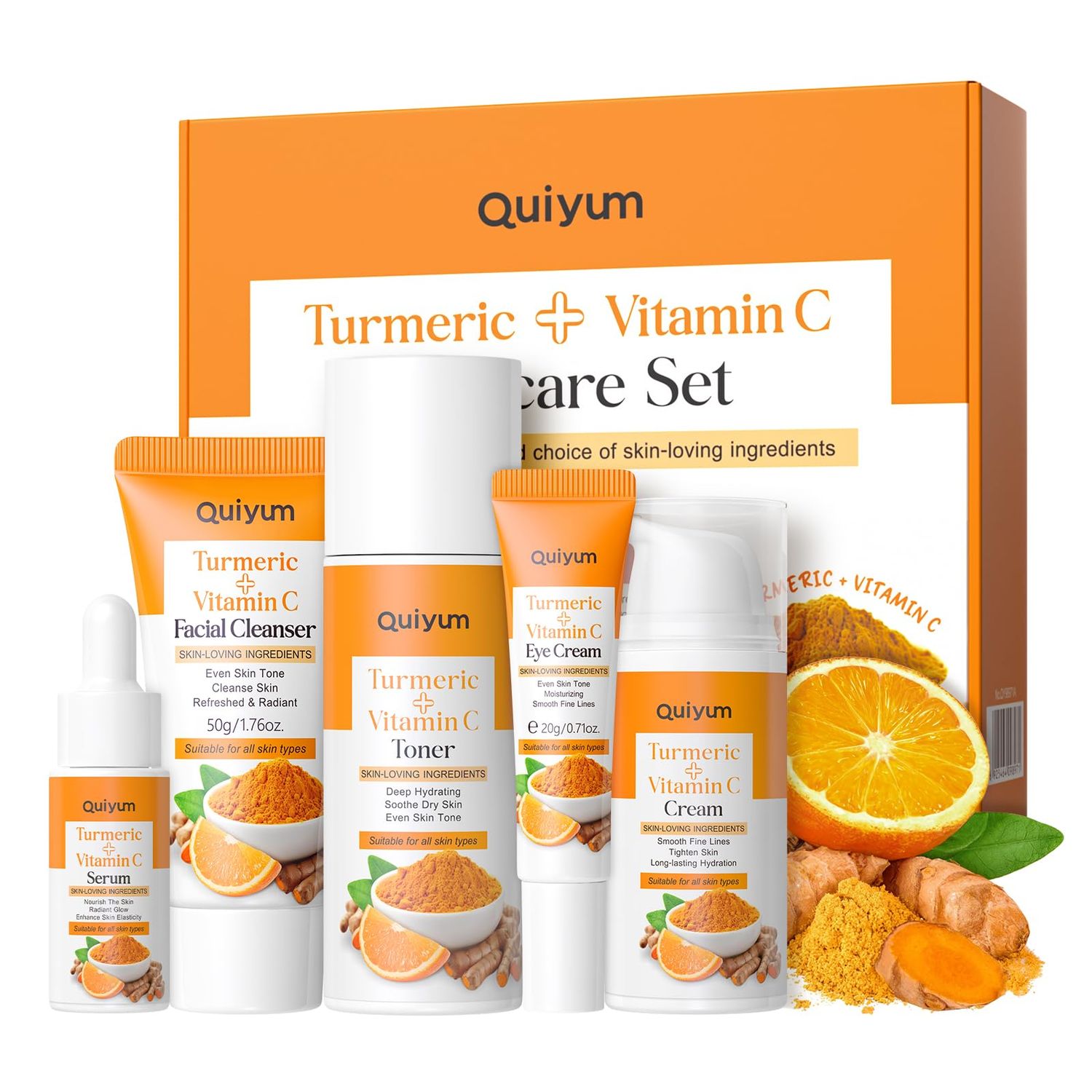 Skin Care Set, Turmeric Vitamin C Skincare 5PCS - Skin Care for Teens 10-12, Facial Skin Care Routine Set Kit, Improve Dark Spot, Reduce Acne, Moisturizer Women Mother&#39;s Day Gift