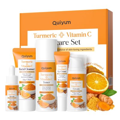 Skin Care Set, Turmeric Vitamin C Skincare 5PCS - Skin Care for Teens 10-12, Facial Skin Care Routine Set Kit, Improve Dark Spot, Reduce Acne, Moisturizer Women Mother&#39;s Day Gift