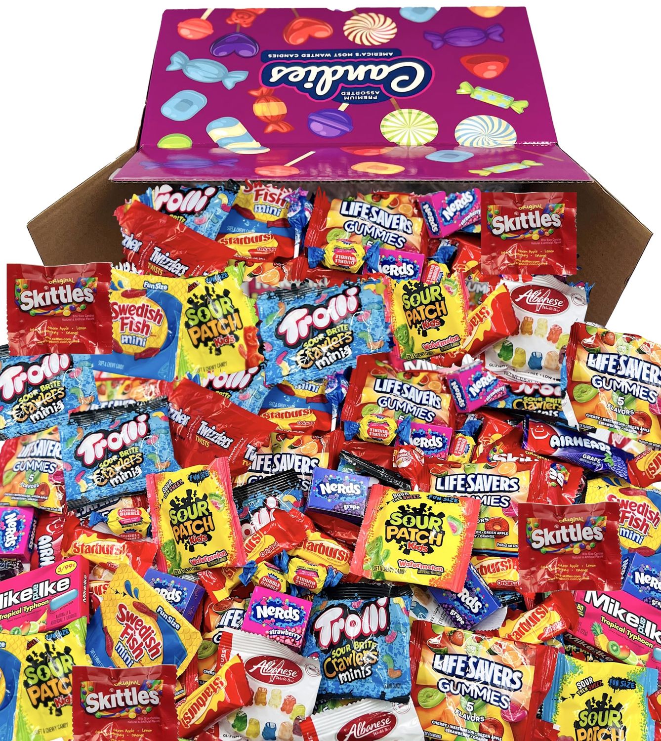 HUGE Assorted Candy PARTY MIX BOX 6.50 LBS/104 OZ Over 255 Individually Wrapped Candies of All Time America&#39;s Most (104)