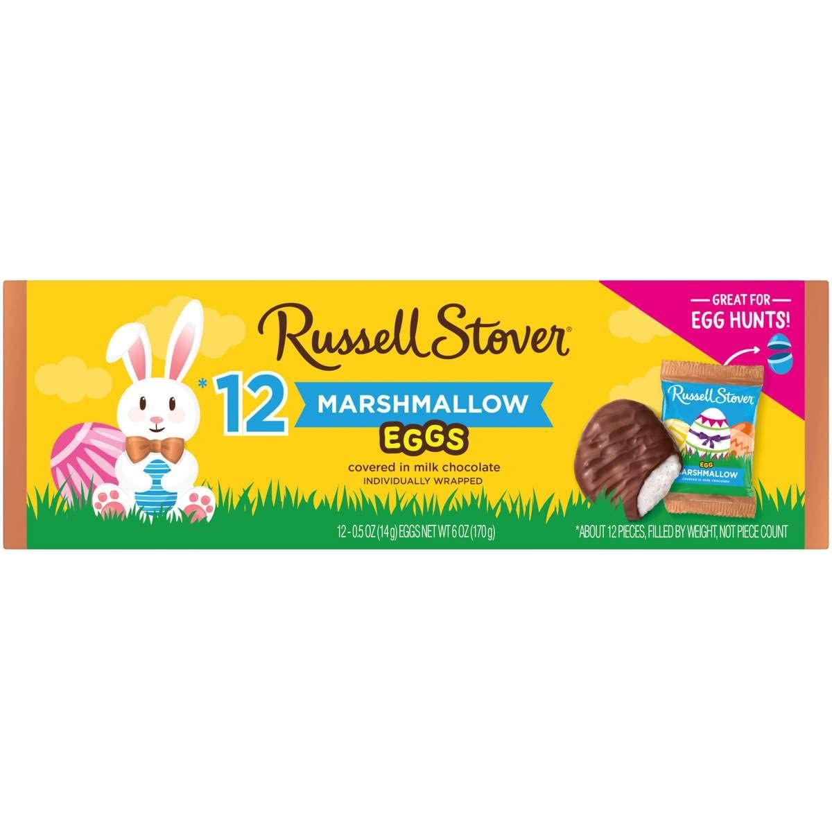 Russell Stover Marshmallow Eggs Covered in Milk Chocolate, 12 Individually Wrapped Mini 0.5 Ounce Eggs, 6 Ounces Total, 0.031 pounds, 12.0 Count
