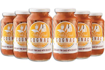Cognac Pasta Sauce by Frik &amp; Frak, 6-Pack, No Sugar Added, No Preservatives, Gluten Free, 36 Month Shelf Life, Artisan Small Batch Crafted Pasta Sauces, 24 Oz Jars