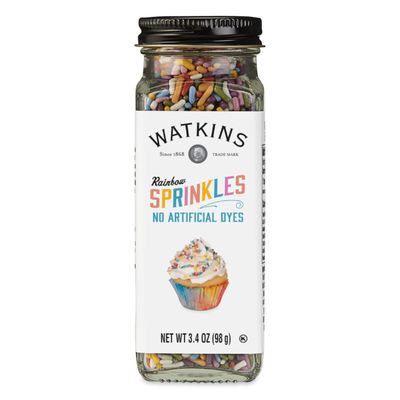 Watkins Rainbow Decorating Sprinkles, No Artificial Dyes, Kosher, 3.4 Ounce Jar, 1-Pack