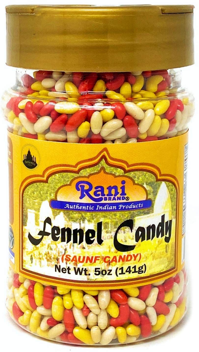 Rani Sugar Coated Fennel Candy 5oz (141g) PET Jar Indian After Meal Digestive Treat Vegan Gluten Friendly NON-GMO Indian Origin