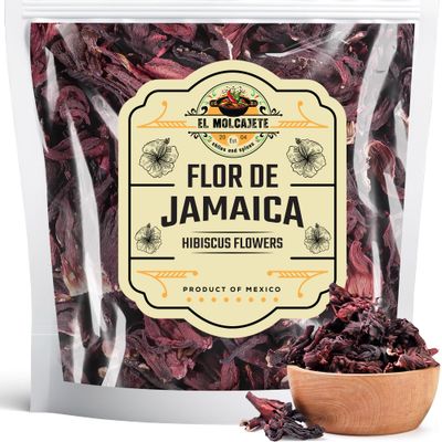 Hibiscus Flowers 4oz - All-Natural &amp; Triple Cleaned for Vibrant Flavor. Whole Soft Flor de Jamaica Petals, Use for Refreshing Hot or Iced Tea, Agua Fresca &amp; More. By El Molcajete