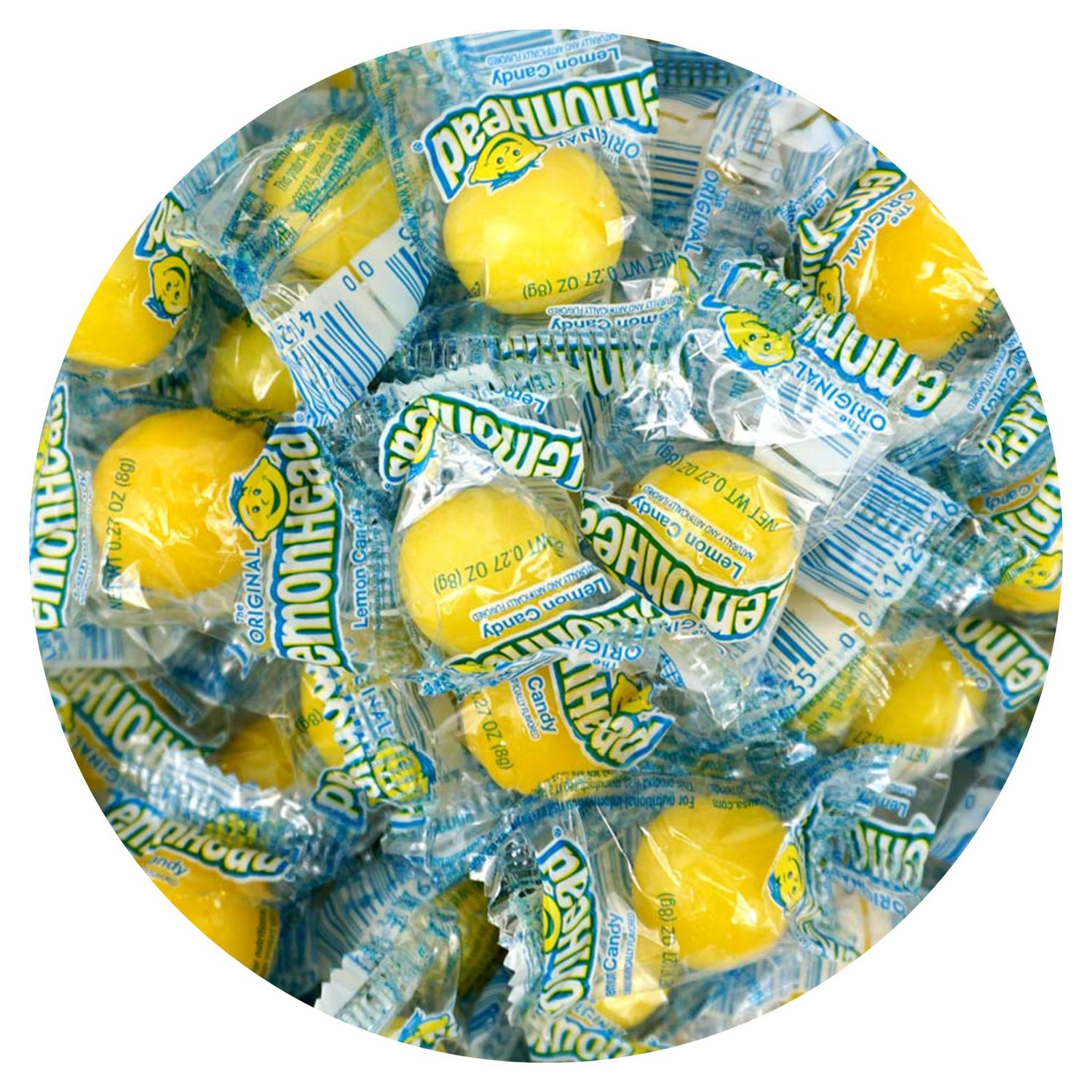Lemonheads Candy, 1lb Bulk Bag (Approximately 78 pieces), Sour Hard Candy, Yellow Candy, Indvidually Wrapped Lemonhead Bulk Candy, The Hampton Popcorn &amp; Candy Company