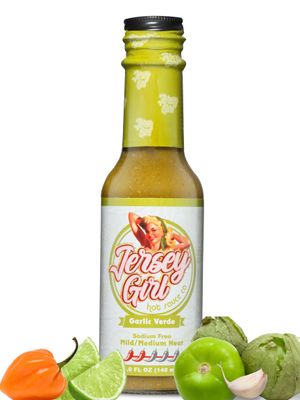 Jersey Girl Hot Sauce - Garlic Verde - No Added Salt - Naturally Sodium Free - All-Natural Healthy Ingredients with Hand-Picked Habaneros &amp; Jalapeno Peppers - Mild/Medium Heat