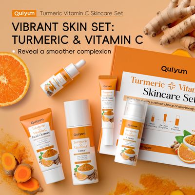 Skin Care Set, Turmeric Vitamin C Skincare 5PCS - Skin Care for Teens 10-12, Facial Skin Care Routine Set Kit, Improve Dark Spot, Reduce Acne, Moisturizer Women Mother's Day Gift