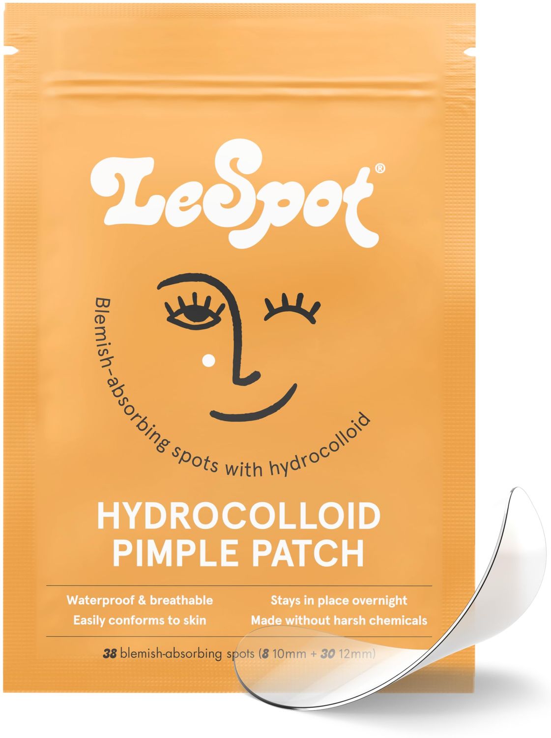 LeSpot Pimple Patches for Face - Effective &amp; Invisible Hydrocolloid Acne Patches for Covering Zits &amp; Blemishes, Zit Patches for Face That Stay in Place, Korean Pimple Patches, 38 Count