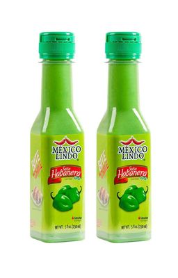 Al Amin Foods MEXICO LINDO SALSA HABANERA VERDE( Green habanero Hot Sauce), 2 Bottles 5 fl.oz (150ml)