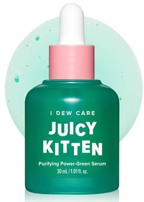 I DEW CARE Korean Heartleaf Serum for blemish prone skin- Juicy Kitten Green Juice for Face, Glass Skin with Niacinamide, Kale, Moringa Seed, Willow Bark Extract, Mother&#39;s Day, 1.01 FL Oz