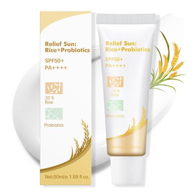 ISHERBIN Relief Sun Rice Probiotics Organic Sunscreen for Face and BodyKorean Sunscreen SPF50 PA 30% Rice Extract Protection and Nourishing SkinKorean Skin Care Sunscreen for All Skin Types