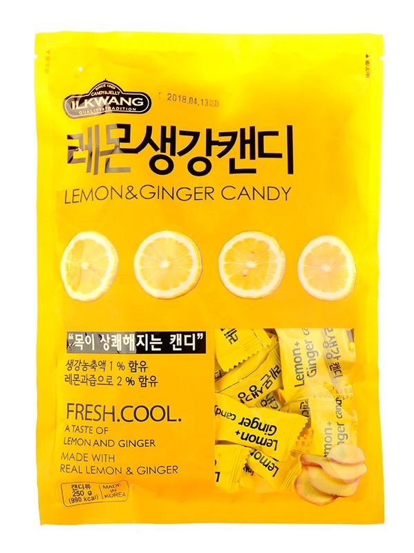 GINGER Candy Hard Drops Tummy Drops Chimes Natural Chews Chewy Candy Nausea Relief Preggie Pops250 grams (8.8 oz) Product of KoreaIndividually Wrapped (Lemon Ginger)