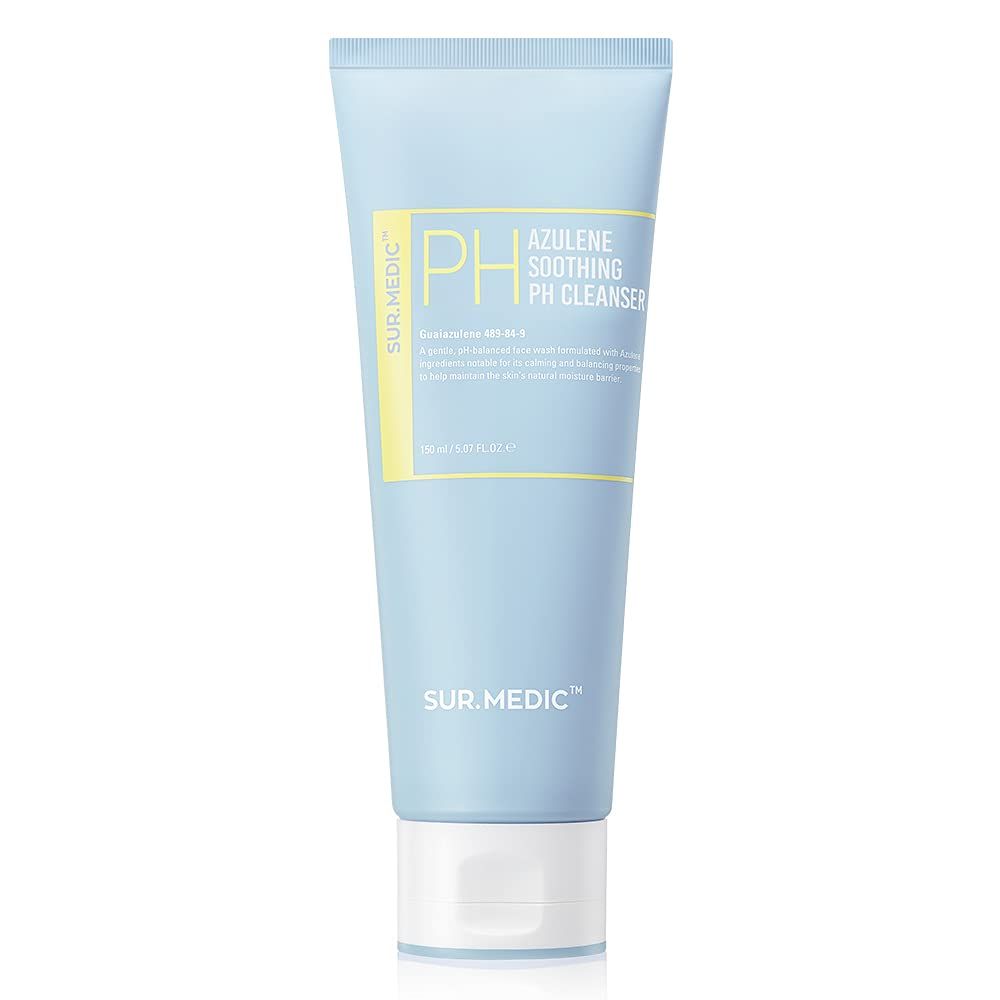 SUR.MEDIC Azulene Soothing PH Cleanser 5.07 oz / 150ml - Hypoallergenic, Sensitive Skin, Smooth, Moisturizer, Centella, Korean Skin Care