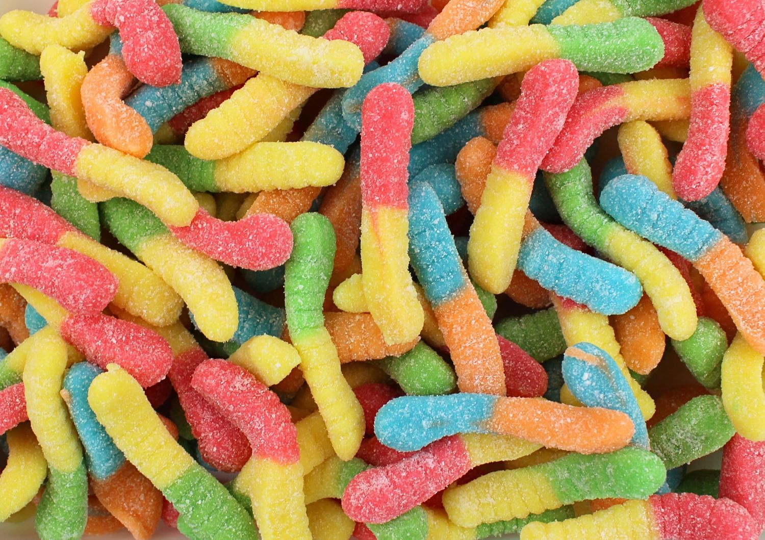 Sour Gummy Worms, Assorted Mini Sour Neon Gummy Candy, Bulk Gummi Worms by Queen City Candy Cave (1 Pound)
