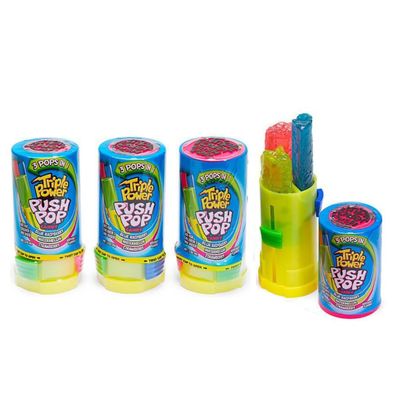 Triple Power Push Pop Candy, Pack of 4 by Lyza&#39;s Sweets &amp; Treats