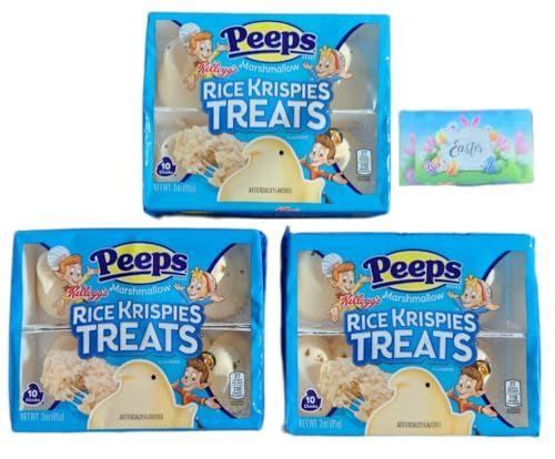 PEEPS Easter Marshmallow Chicks, Variety Pack, 10 Count, Assorted Flavors &amp; Colors (3 count, Chicks Rice Krispies Treat Flavored Marshmallow Peeps)