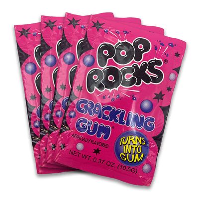 UpTop Treats Crackling Gum POP ROCKS Candy Includes 4 Individual Packs of Traditional Bubble Gum Flavor Mini Rock Popping Candies that Turn into Gum