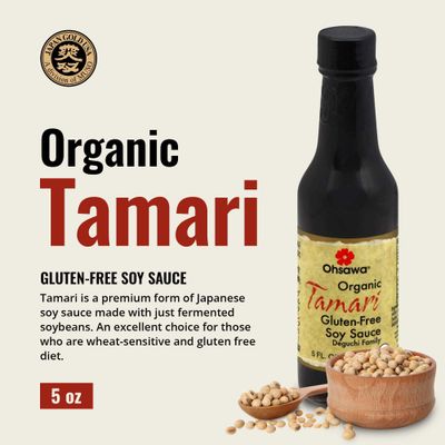 Ohsawa Organic Tamari - Wheat-Free, Brewed in Cedar Kegs for Rich Flavor, Japanese Soy Sauce, Low Sodium, Gluten-Free, Vegan - 5 oz