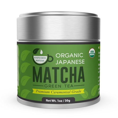 Kyoto Dew Matcha - Organic Premium Ceremonial Grade Japanese Matcha Green Tea Powder - No Fillers, Zero Sugar - USDA &amp; JAS Certified, 30g (1oz) Tin