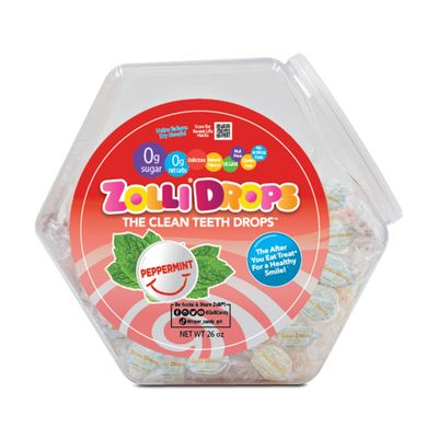 Zollipops Drops Peppermint Vegan - Dental-Friendly Treats with Xylitol for Guilt-Free Indulgence and Fresh Breath, 26 oz.